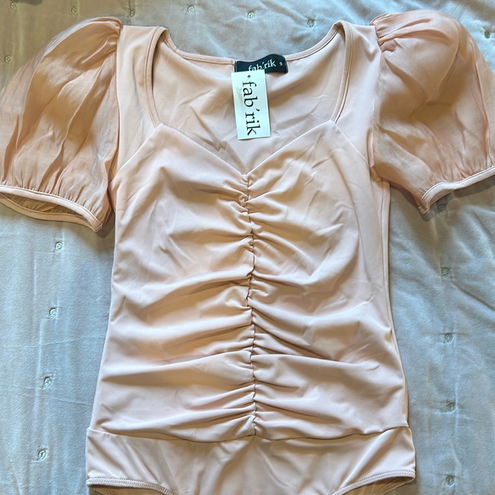 Lilian Ruched Puff Sleeve Top, size S